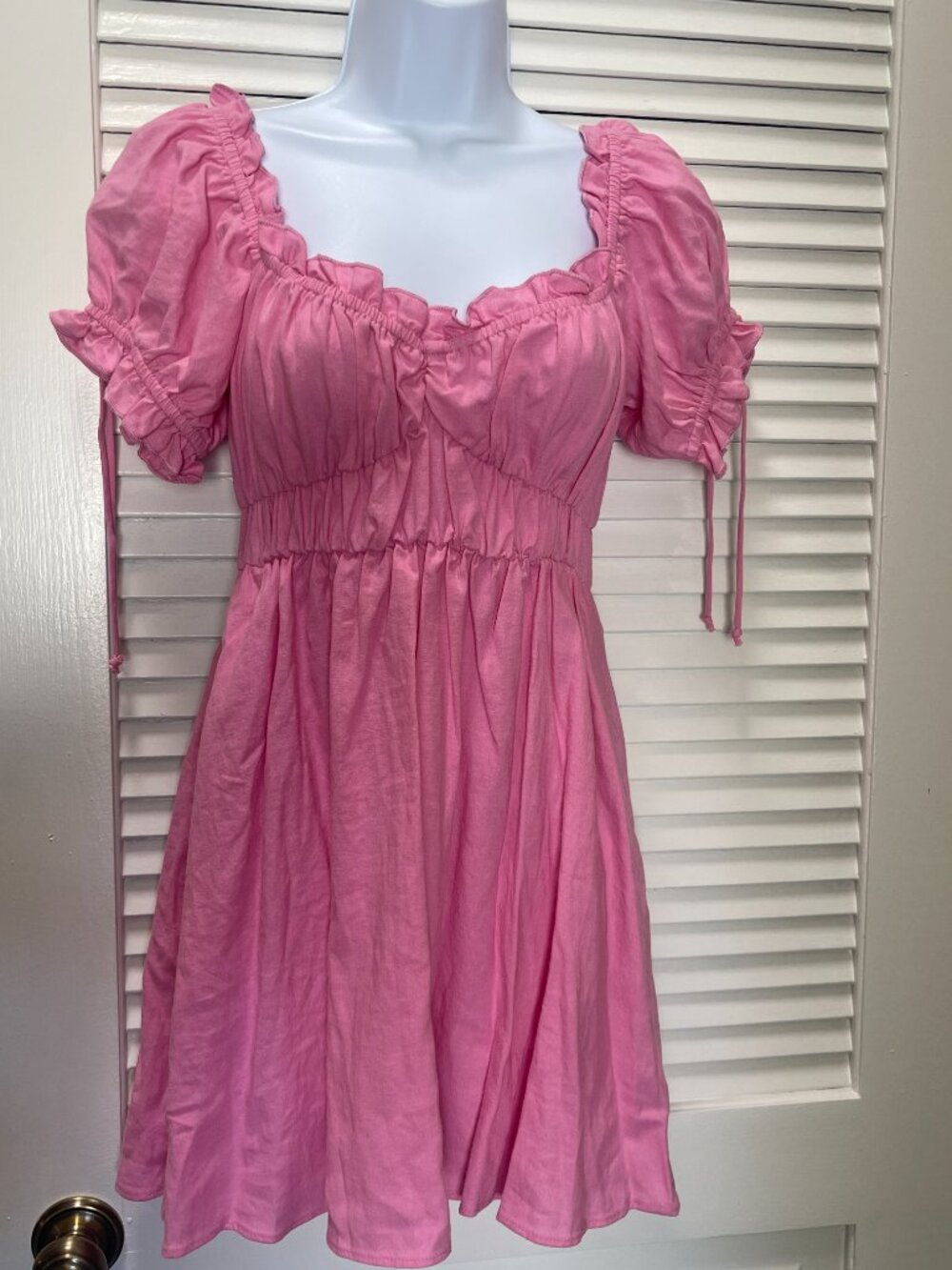 Show Me Your Mumu x Barbie Nikki Mini Dress Pink Linen Blend XS NWT - Picture 2 of 10